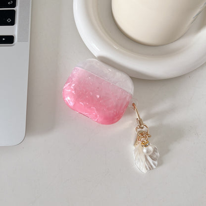 Earphone Case for Apple AirPods Pro , Gradient Shell Grain TPU Protective Cover with Shell Shape Pendant