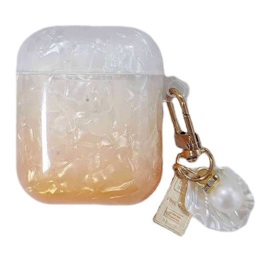 Earphone Case for Apple AirPods with Charging Case (2016) / (2019) / AirPods with Wireless Charging Case (2019) , Gradient Shell Grain TPU Cover with Pendant