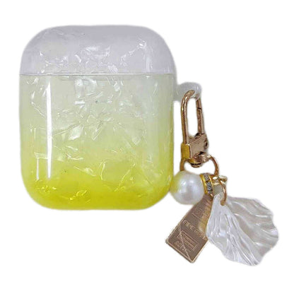 Earphone Case for Apple AirPods with Charging Case (2016) / (2019) / AirPods with Wireless Charging Case (2019) , Gradient Shell Grain TPU Cover with Pendant