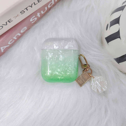 Earphone Case for Apple AirPods with Charging Case (2016) / (2019) / AirPods with Wireless Charging Case (2019) , Gradient Shell Grain TPU Cover with Pendant