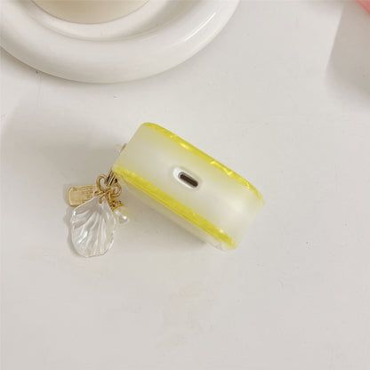 Gradient Shell Grain Earphone Cover for Apple AirPods Pro , Soft TPU Square Protective Case with Shell Shape Pendant