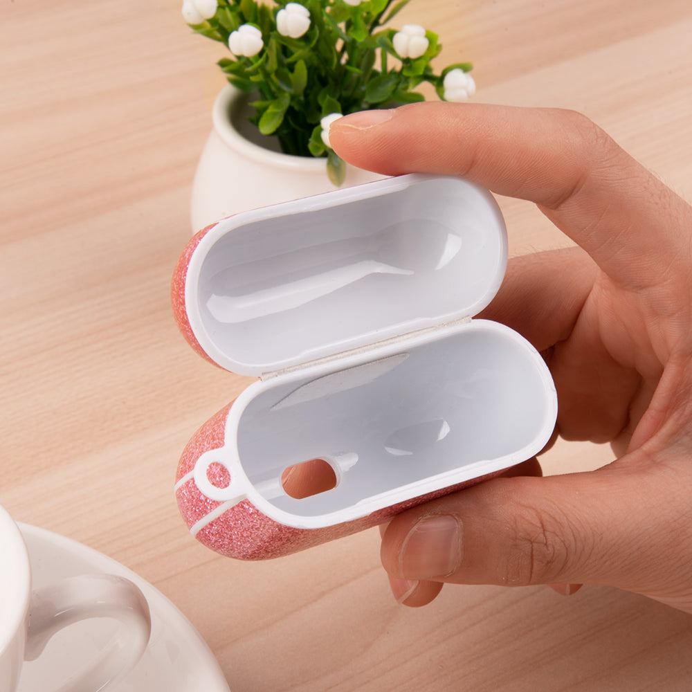 For Apple AirPods with Charging Case (2016) / (2019) / AirPods with Wireless Charging Case (2019) Glitter TPU+PU Case Earbuds Cover