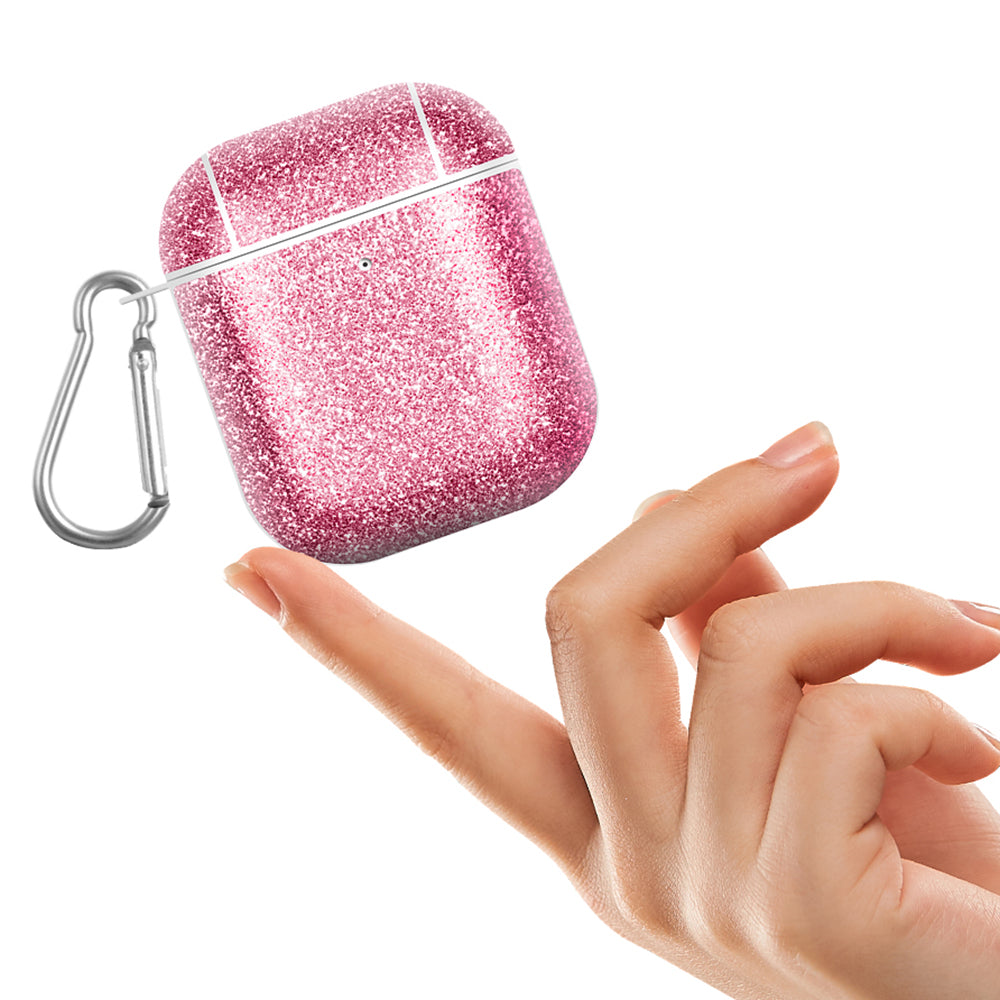 For Apple AirPods with Charging Case (2016) / (2019) / AirPods with Wireless Charging Case (2019) Glitter TPU+PU Case Earbuds Cover