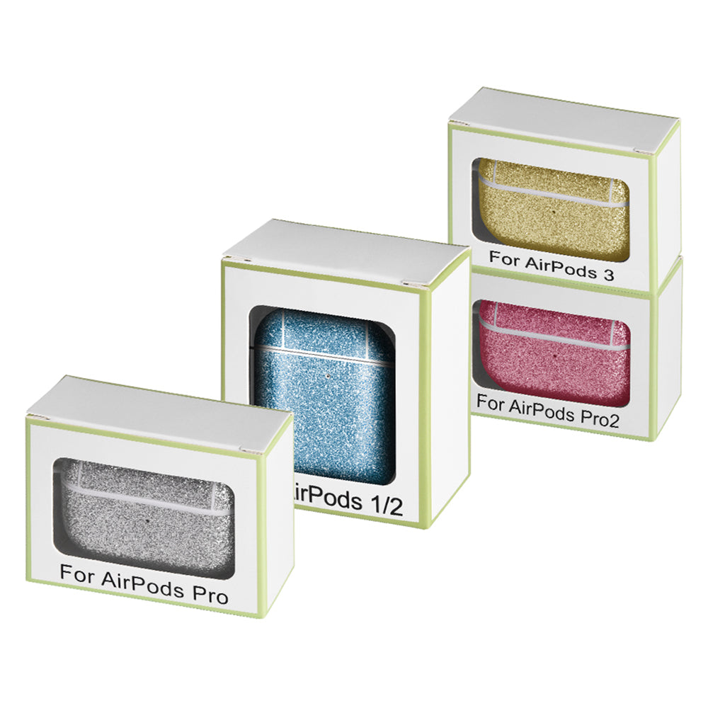 For Apple AirPods with Charging Case (2016) / (2019) / AirPods with Wireless Charging Case (2019) Glitter TPU+PU Case Earbuds Cover