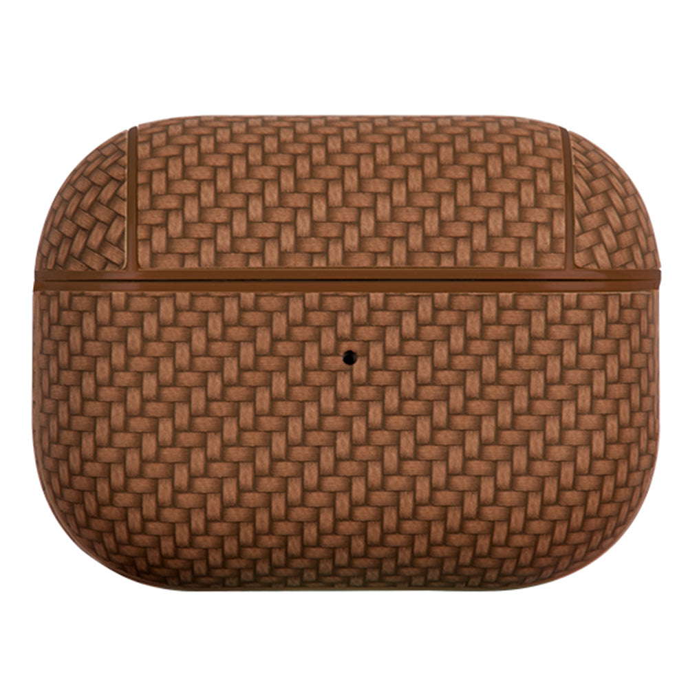 For Apple AirPods Pro (Gen 2) (USB-C) / Pro 2 Earphone Case PU Leather Coated PC Earbud Anti-drop Cover with Carabiner