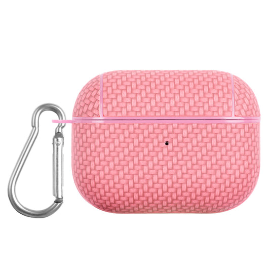 For Apple AirPods Pro Anti-drop Earphone Case PU Leather Coated PC Earbud Cover with Carabiner