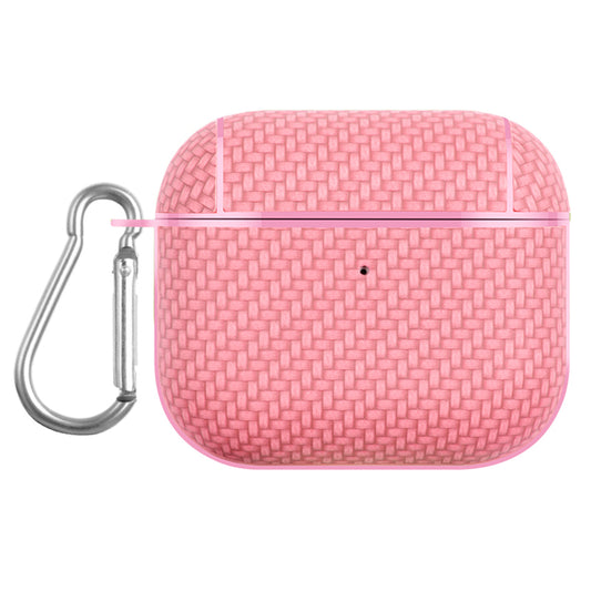 Bluetooth Earphone Protective Case for Apple AirPods 3 , PU Leather Coated PC Cover with Carabiner