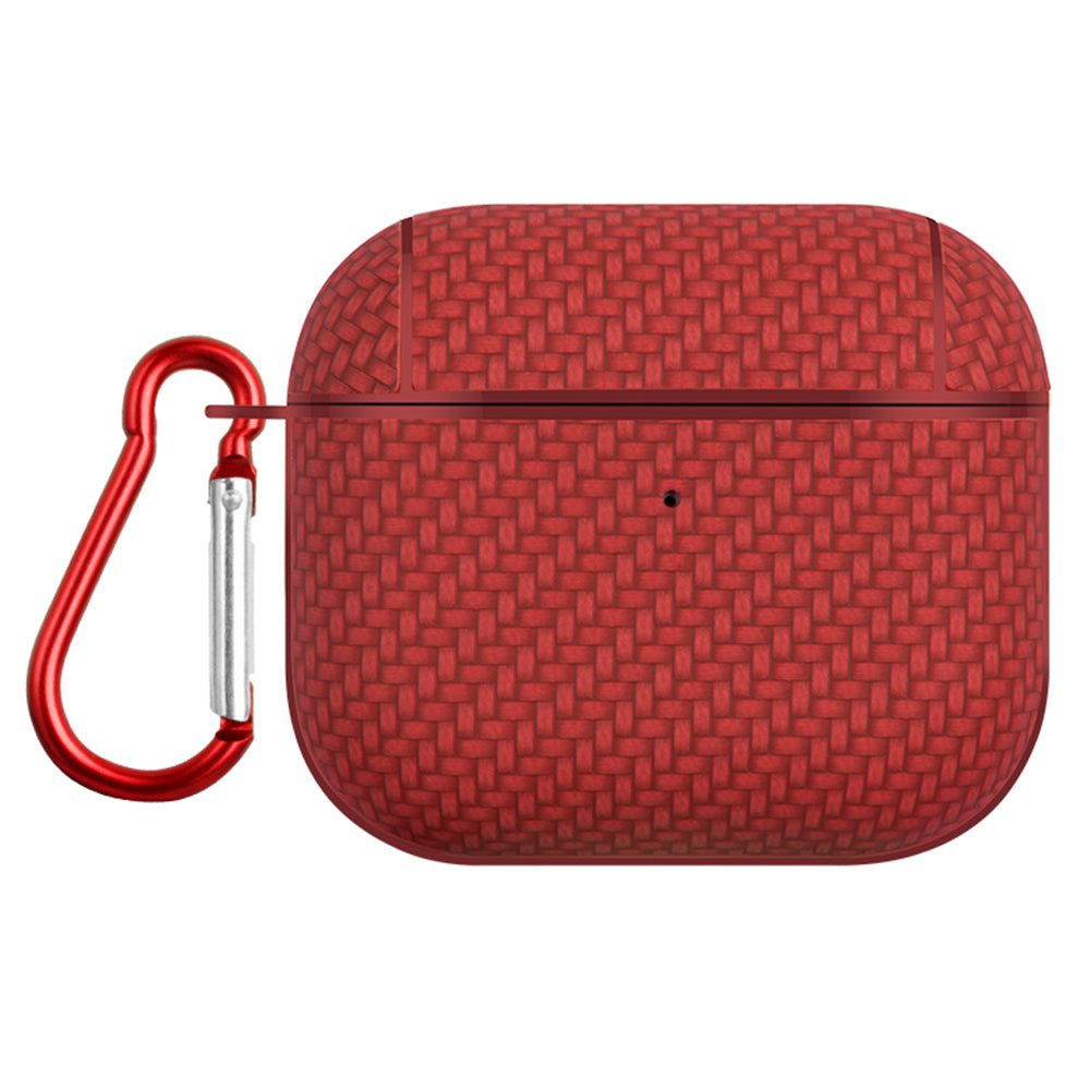 Bluetooth Earphone Protective Case for Apple AirPods 3 , PU Leather Coated PC Cover with Carabiner