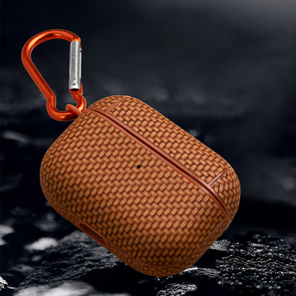 Bluetooth Earphone Protective Case for Apple AirPods 3 , PU Leather Coated PC Cover with Carabiner