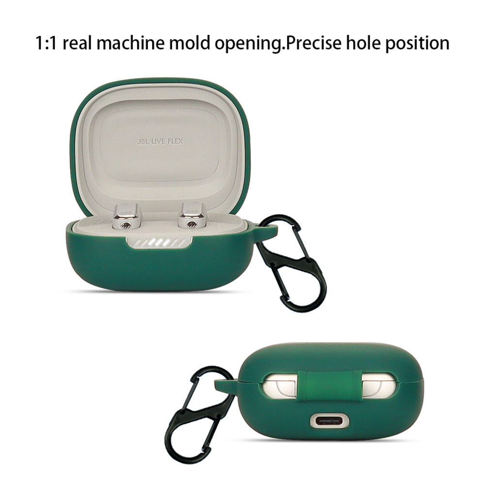 For JBL Live Flex Bluetooth Earphone Anti-drop Case Silicone Protective Cover with Anti-lost Buckle