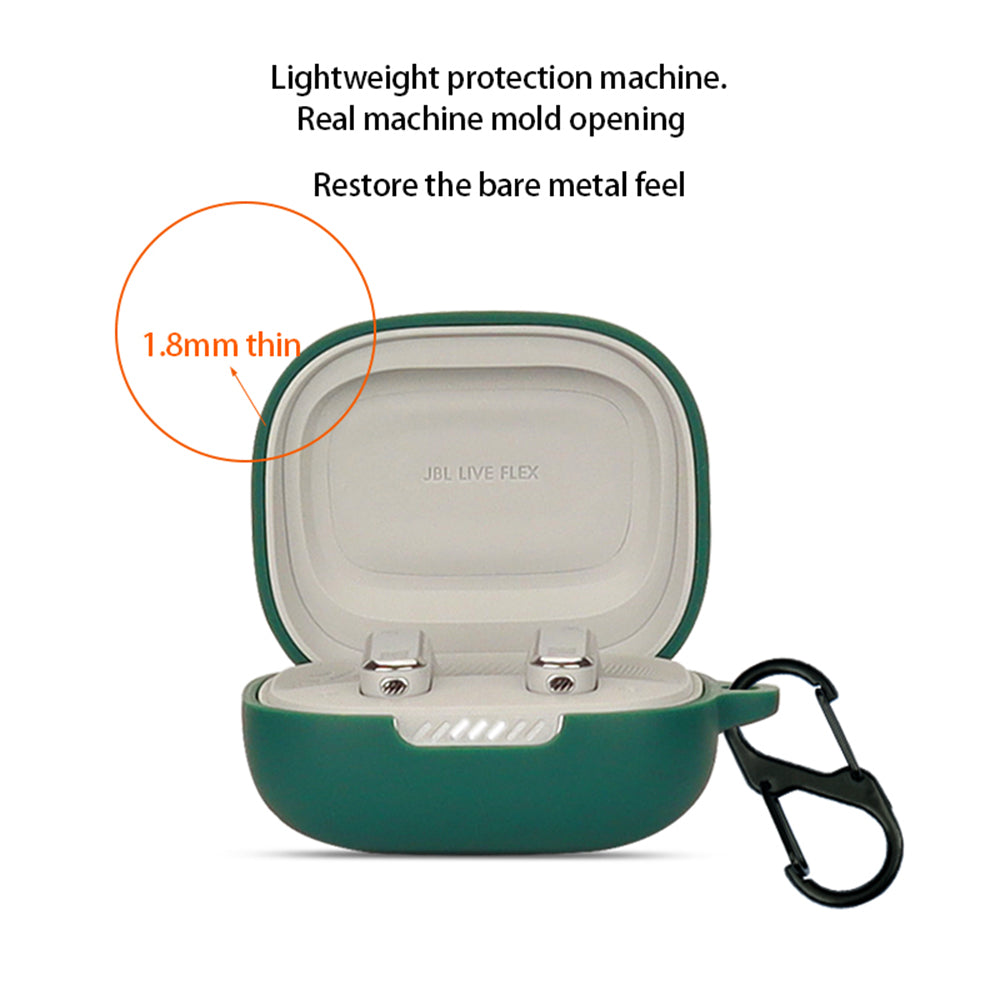 For JBL Live Flex Bluetooth Earphone Anti-drop Case Silicone Protective Cover with Anti-lost Buckle
