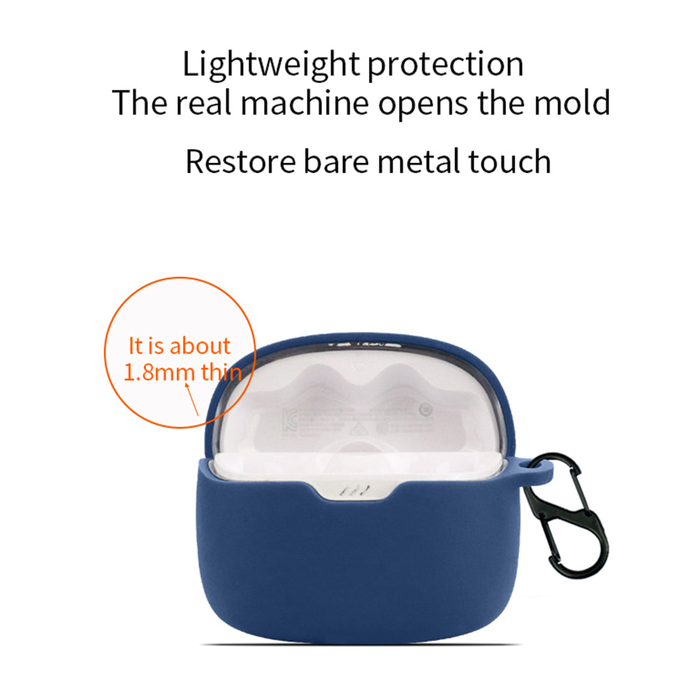For JBL Tune Beam Silicone Protective Cover Bluetooth Earphone Sleeve with Anti-lost Buckle