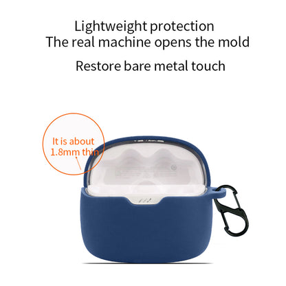 For JBL Tune Beam Silicone Protective Cover Bluetooth Earphone Sleeve with Anti-lost Buckle