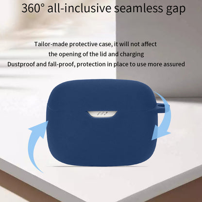 For JBL Tune Beam Silicone Protective Cover Bluetooth Earphone Sleeve with Anti-lost Buckle