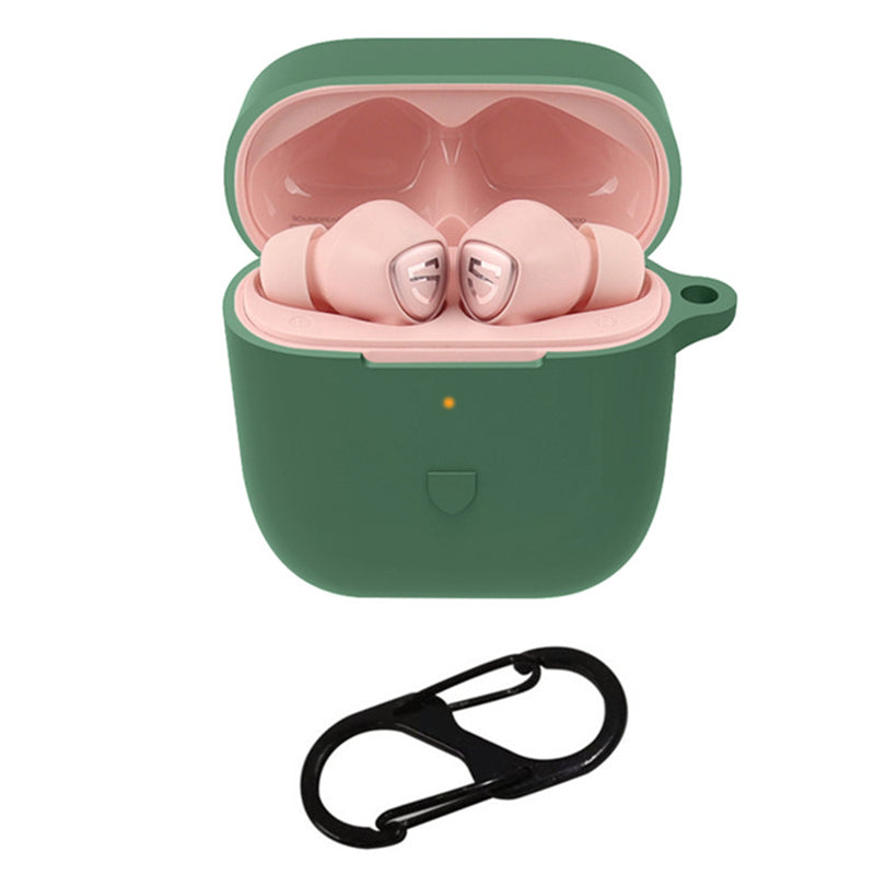 For SoundPEATS TrueCapsule2 Bluetooth Earphone Anti-drop Case Silicone Cover with Anti-lost Buckle