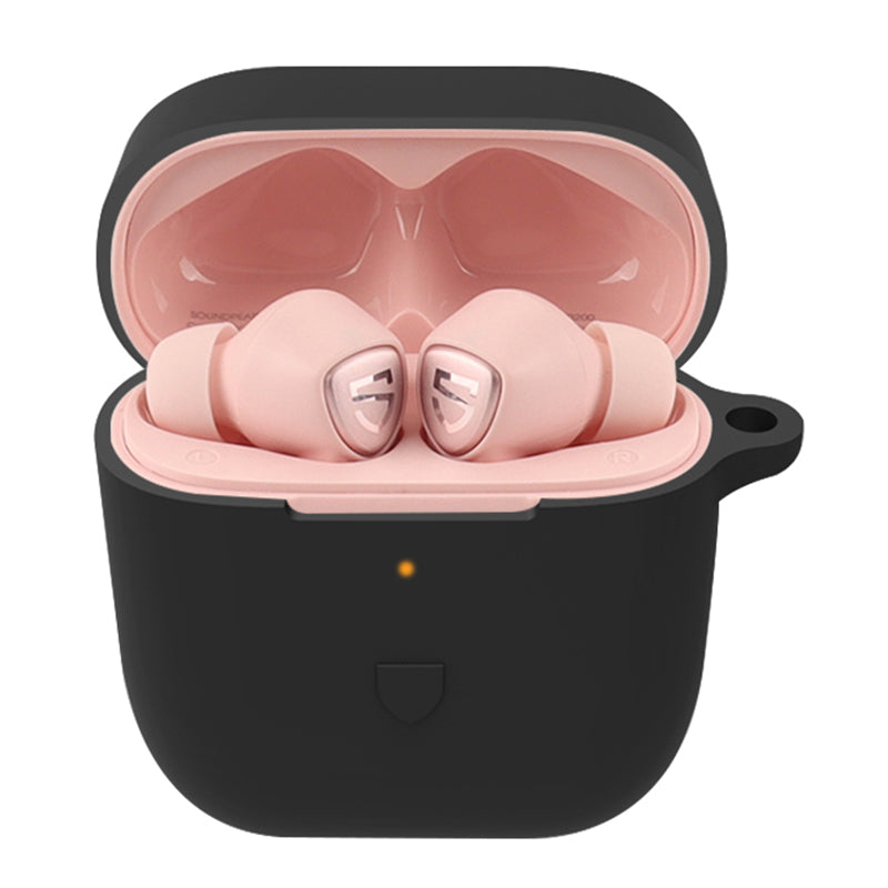 For SoundPEATS TrueCapsule2 Bluetooth Earphone Anti-drop Case Silicone Cover with Anti-lost Buckle