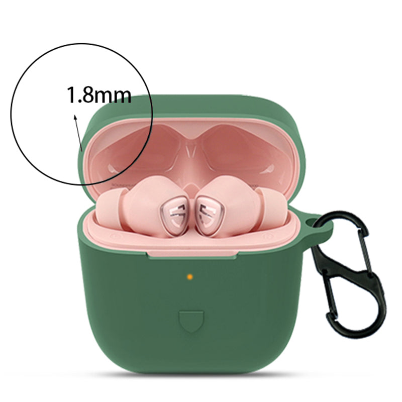 For SoundPEATS TrueCapsule2 Bluetooth Earphone Anti-drop Case Silicone Cover with Anti-lost Buckle
