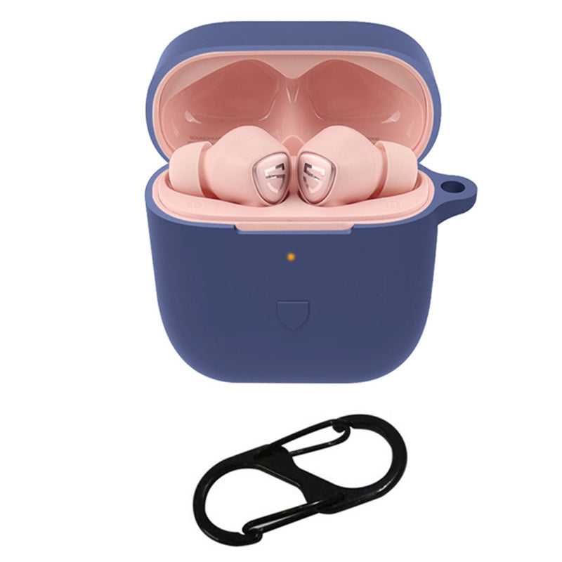 For SoundPEATS TrueCapsule2 Bluetooth Earphone Anti-drop Case Silicone Cover with Anti-lost Buckle