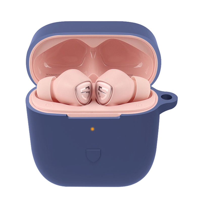 For SoundPEATS TrueCapsule2 Bluetooth Earphone Anti-drop Case Silicone Cover with Anti-lost Buckle