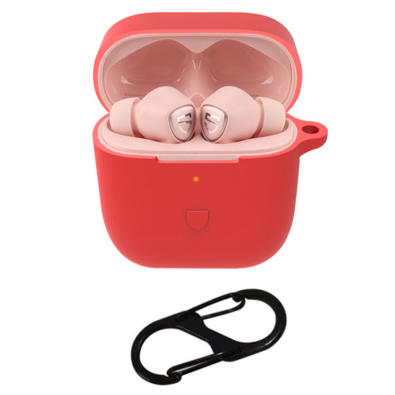 For SoundPEATS TrueCapsule2 Bluetooth Earphone Anti-drop Case Silicone Cover with Anti-lost Buckle