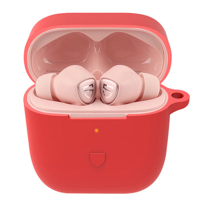 For SoundPEATS TrueCapsule2 Bluetooth Earphone Anti-drop Case Silicone Cover with Anti-lost Buckle