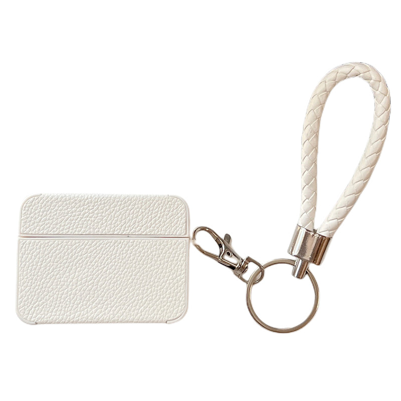 For Apple AirPods Pro Charging Case Cover Litchi Texture PU+TPU Protective Headset Case with Strap