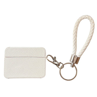 For Apple AirPods Pro Charging Case Cover Litchi Texture PU+TPU Protective Headset Case with Strap