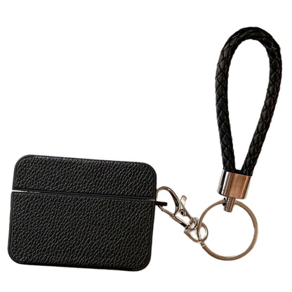 For Apple AirPods Pro 2 Protective Case Litchi Texture PU+TPU Bluetooth Earbuds Charging Case Cover with Strap
