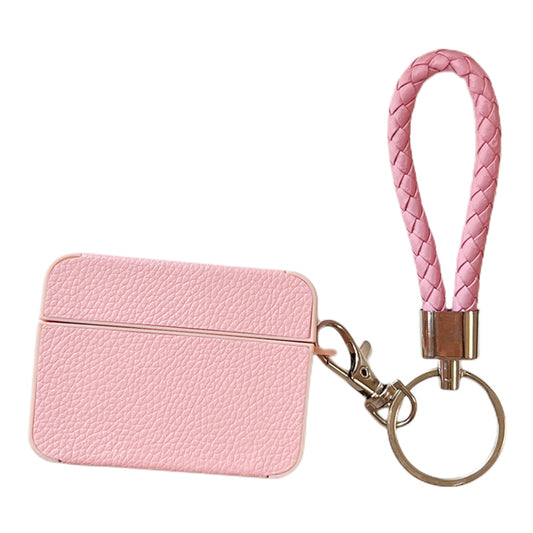 Shockproof Cover for Apple AirPods 3 Litchi Texture PU+TPU Bluetooth Headset Case with Strap