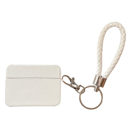 Shockproof Cover for Apple AirPods 3 Litchi Texture PU+TPU Bluetooth Headset Case with Strap