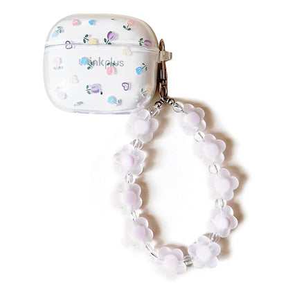 Bluetooth Earphone Protective Case for Lenovo LP40 Pro , Pattern Printing Clear TPU Cover with Wrist Chain