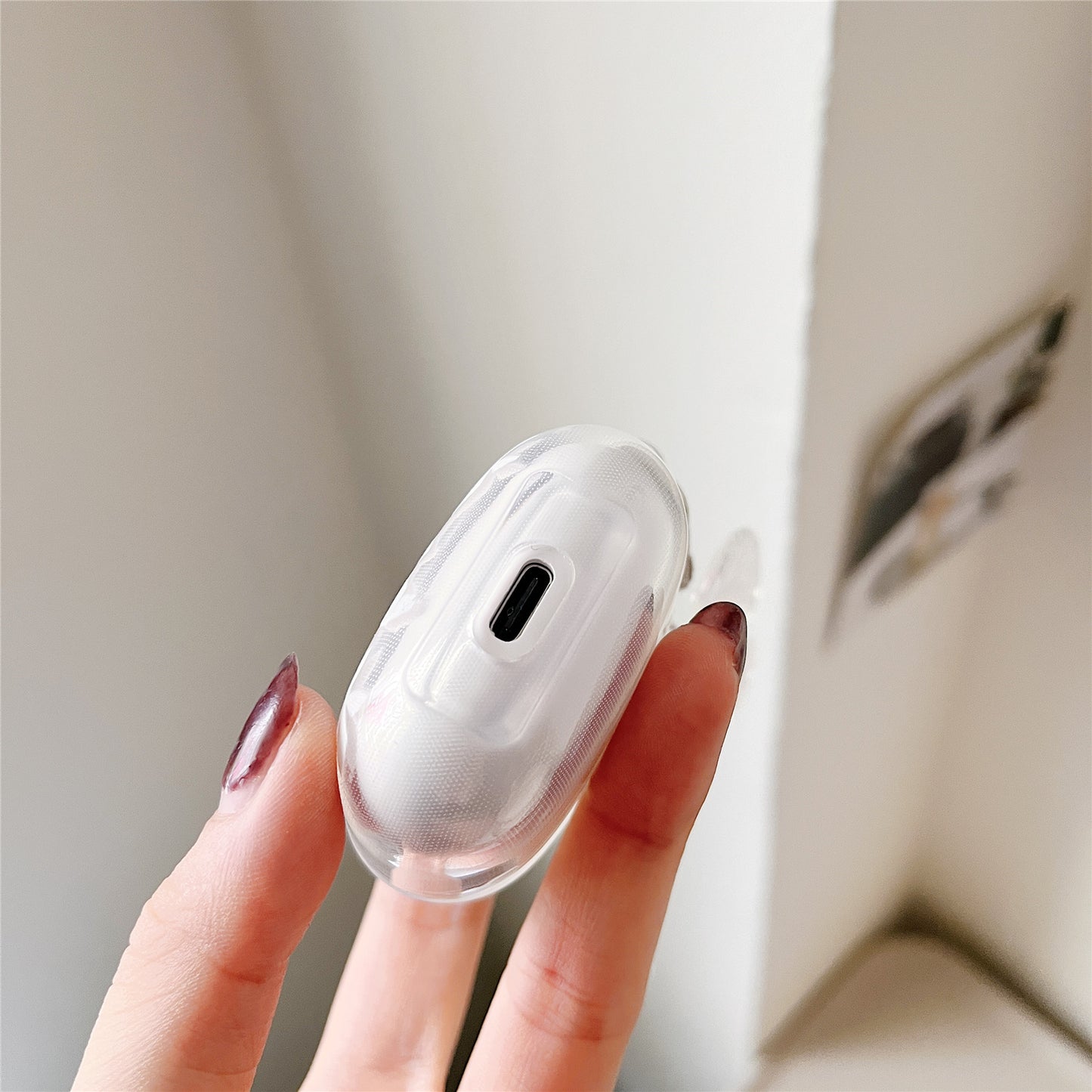 Bluetooth Earphone Protective Case for Lenovo LP40 Pro , Pattern Printing Clear TPU Cover with Wrist Chain