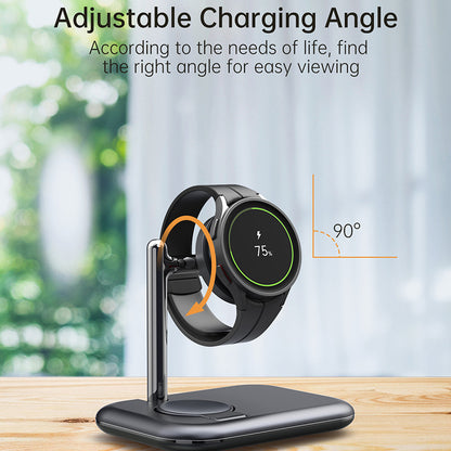 V19S Desk Wireless Charger for Samsung Galaxy Watch 5 Pro 45mm , 2-in-1 Magnetic Charging Station Folding Charging Pad