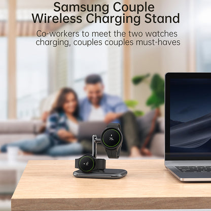 V19S Desk Wireless Charger for Samsung Galaxy Watch 5 Pro 45mm , 2-in-1 Magnetic Charging Station Folding Charging Pad