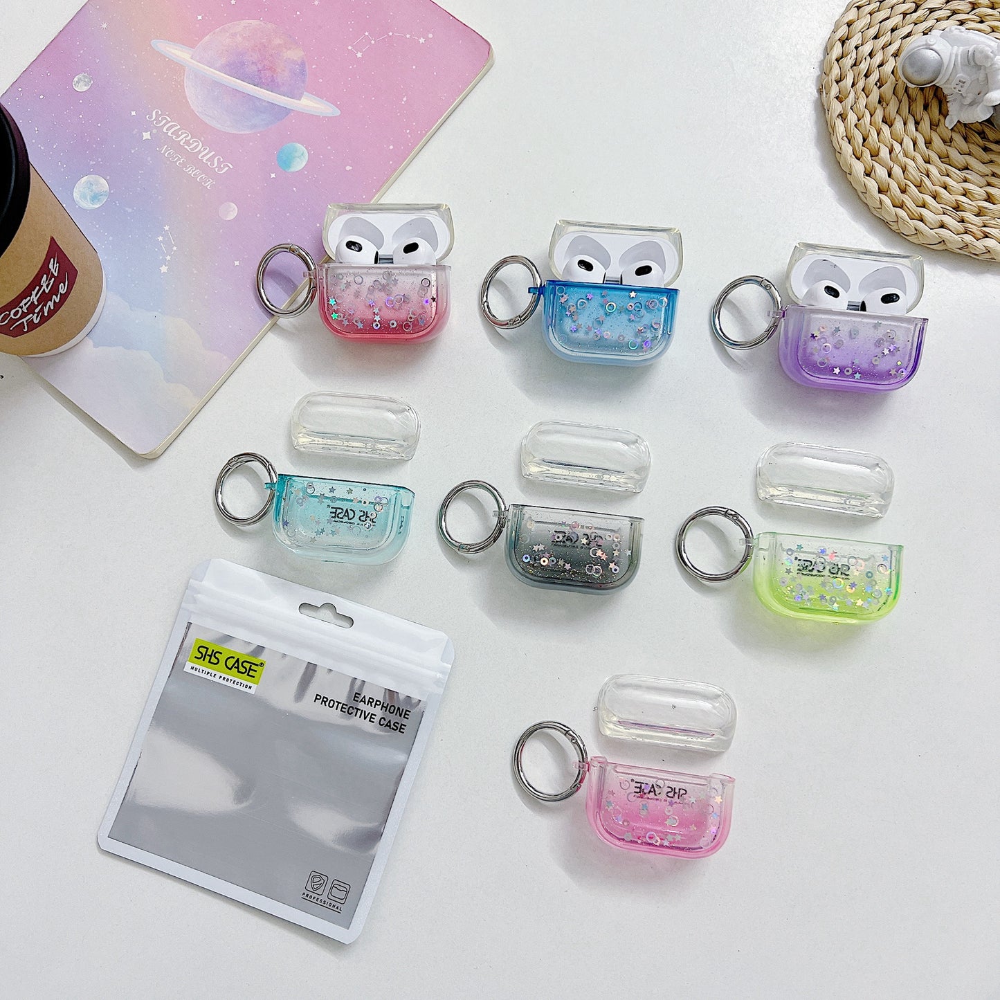 For Apple AirPods 3 Bluetooth Earphone PC Protective Cover Cute Glitter Anti-drop Case
