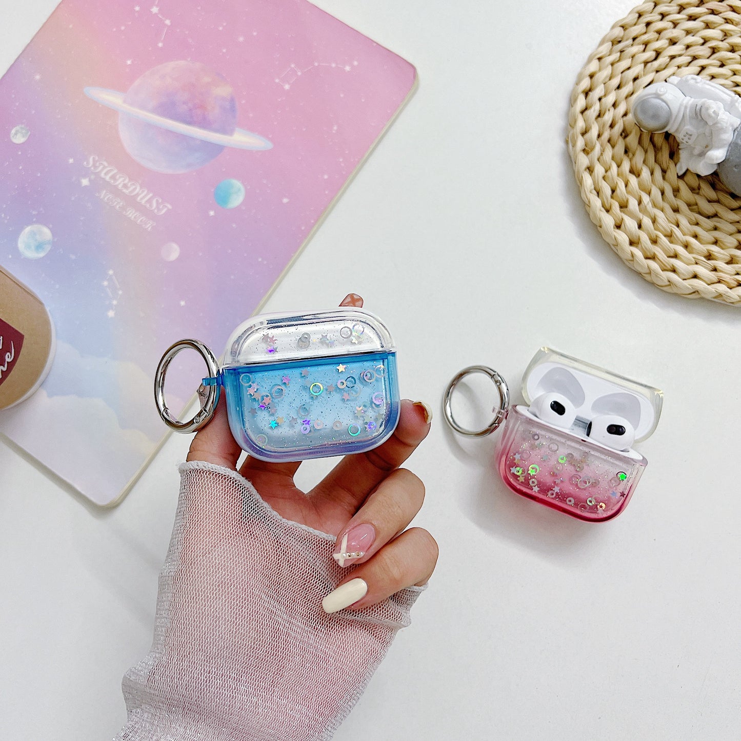 For Apple AirPods 3 Bluetooth Earphone PC Protective Cover Cute Glitter Anti-drop Case