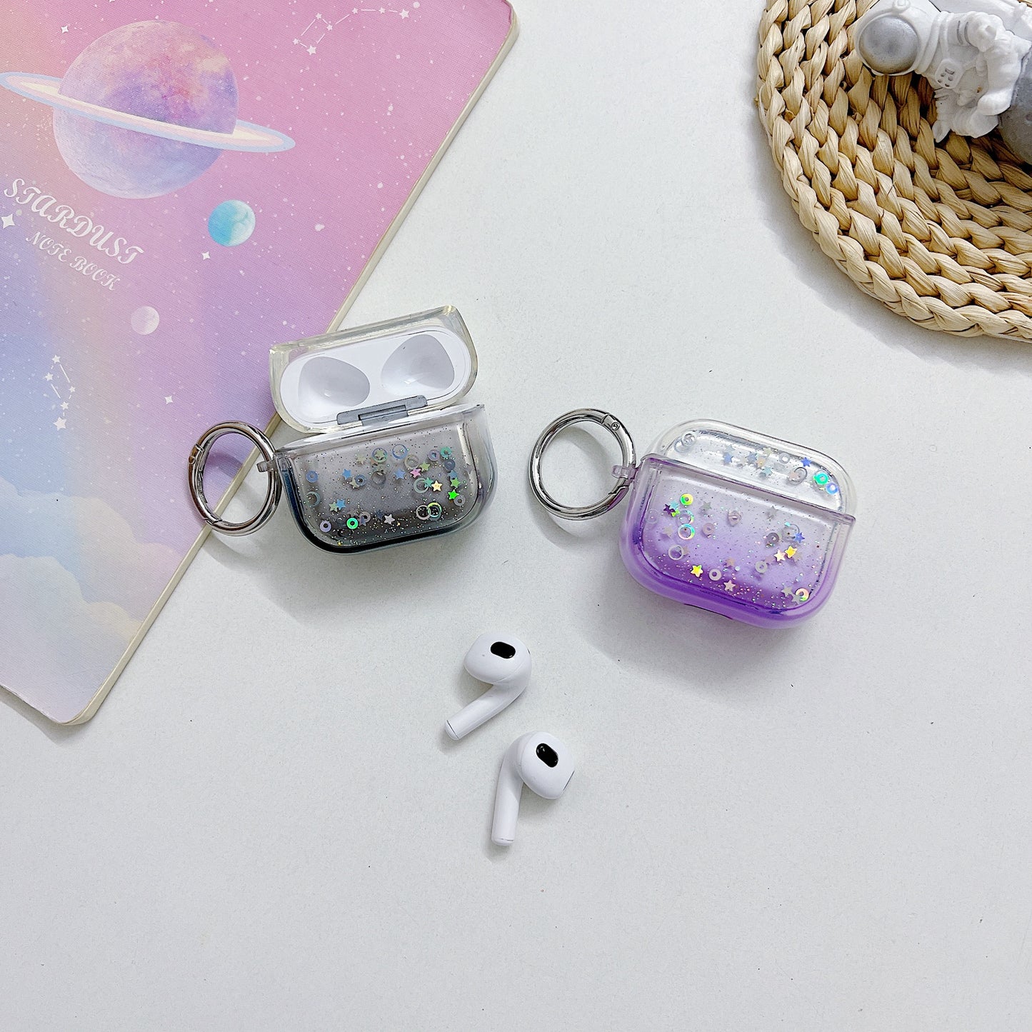 For Apple AirPods 3 Bluetooth Earphone PC Protective Cover Cute Glitter Anti-drop Case
