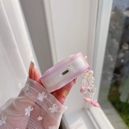 For Apple AirPods 3 Earphone Case Butterfly Pattern IMD Earbud TPU Cover with Pendant