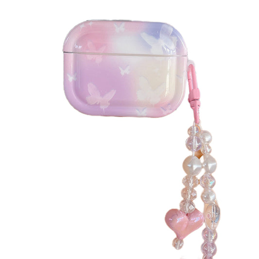 For Apple AirPods Pro Butterfly Pattern Earphone Case Bluetooth Earbud IMD TPU Cover with Pendant