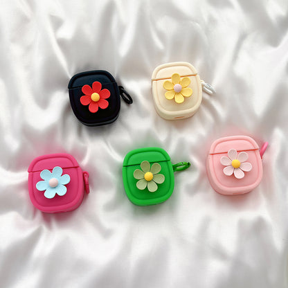 Silicone Case for Apple AirPods with Charging Case (2016) / (2019) / AirPods with Wireless Charging Case (2019) Flower Pattern Cover with Buckle