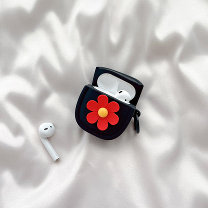 Silicone Case for Apple AirPods with Charging Case (2016) / (2019) / AirPods with Wireless Charging Case (2019) Flower Pattern Cover with Buckle