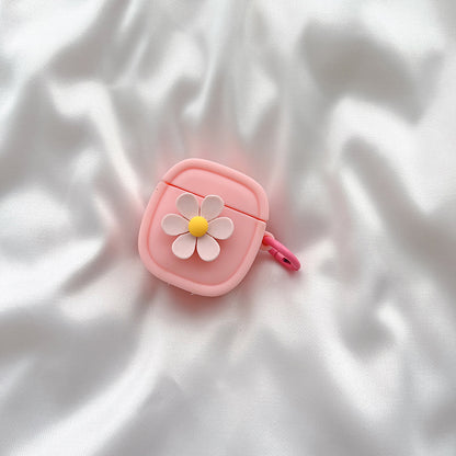 Silicone Case for Apple AirPods with Charging Case (2016) / (2019) / AirPods with Wireless Charging Case (2019) Flower Pattern Cover with Buckle
