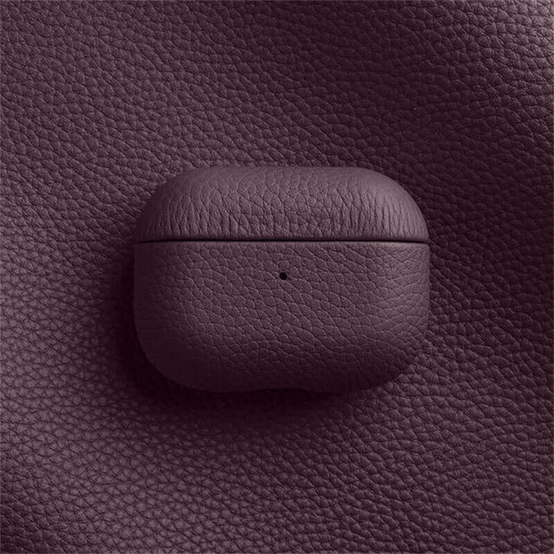 MELKCO For Apple AirPods Pro 2 Earbuds Case Genuine Cow Leather Coated PC Protective Sleeve Cover