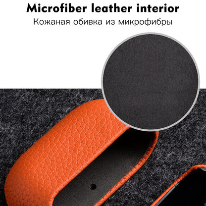 MELKCO For Apple AirPods Pro 2 Earbuds Case Genuine Cow Leather Coated PC Protective Sleeve Cover