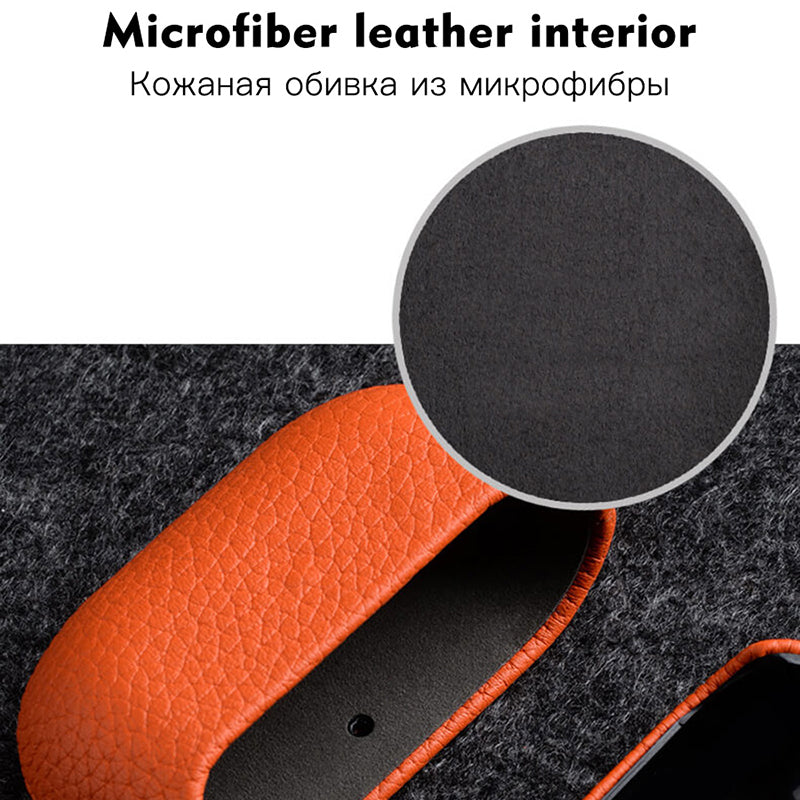 MELKCO For Apple AirPods Pro 2 Earbuds Case Genuine Cow Leather Coated PC Protective Sleeve Cover