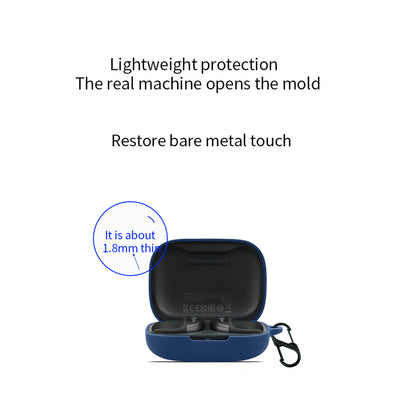 For 1MORE S50 Silicone Sleeve Drop Protection Cover Wireless Headphone Case with Hanging Buckle