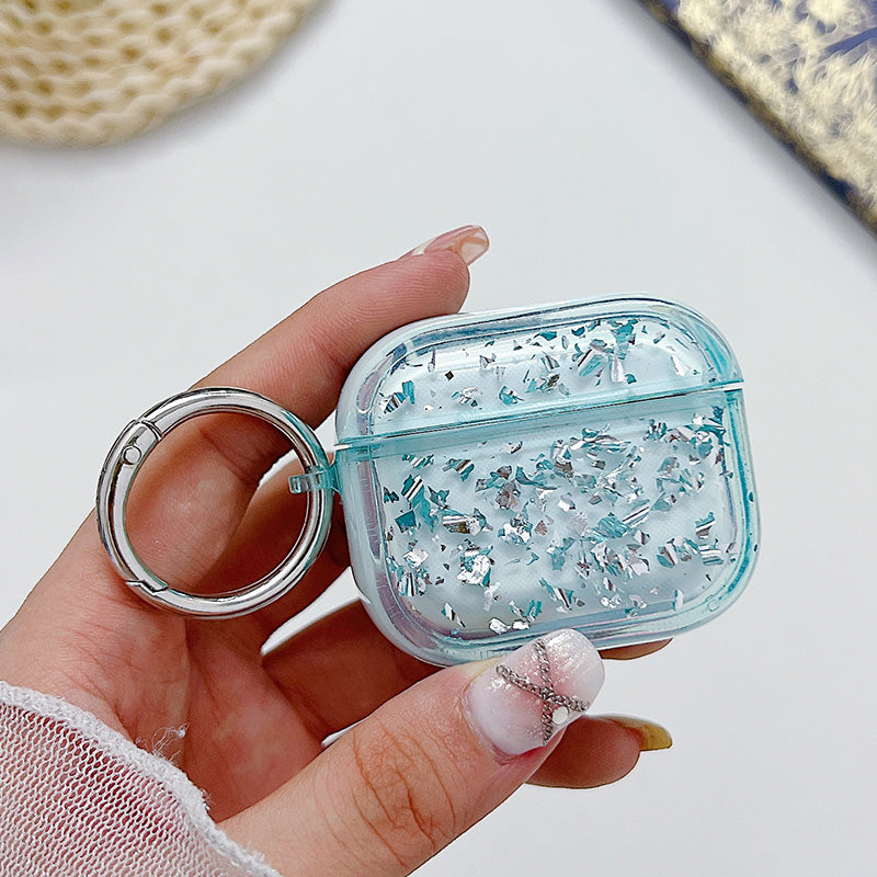 For Apple AirPods 3 Shockproof Epoxy PC Case Anti-Drop Bluetooth Earbuds Cover with Ring Buckle