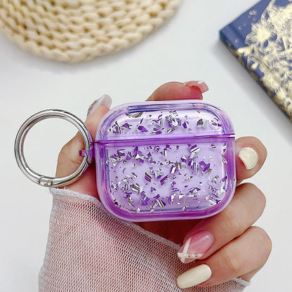 For Apple AirPods 3 Shockproof Epoxy PC Case Anti-Drop Bluetooth Earbuds Cover with Ring Buckle