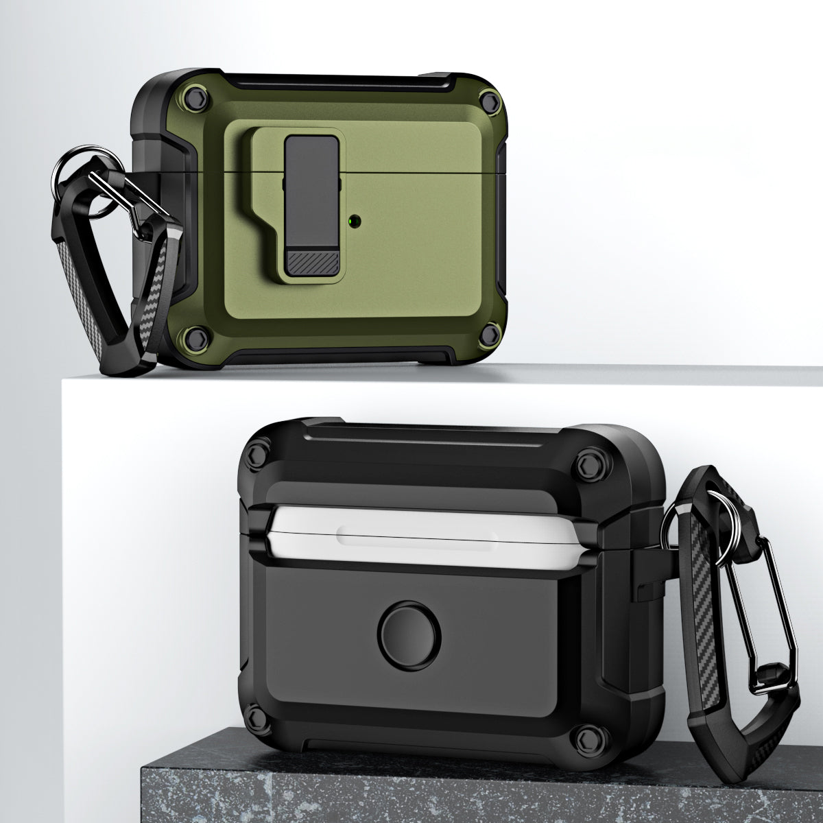 For AirPods Pro (Gen 2) (USB-C) / Pro 2 Shockproof TPU+PC Case Bluetooth Earbuds Charging Case Cover with Buckle