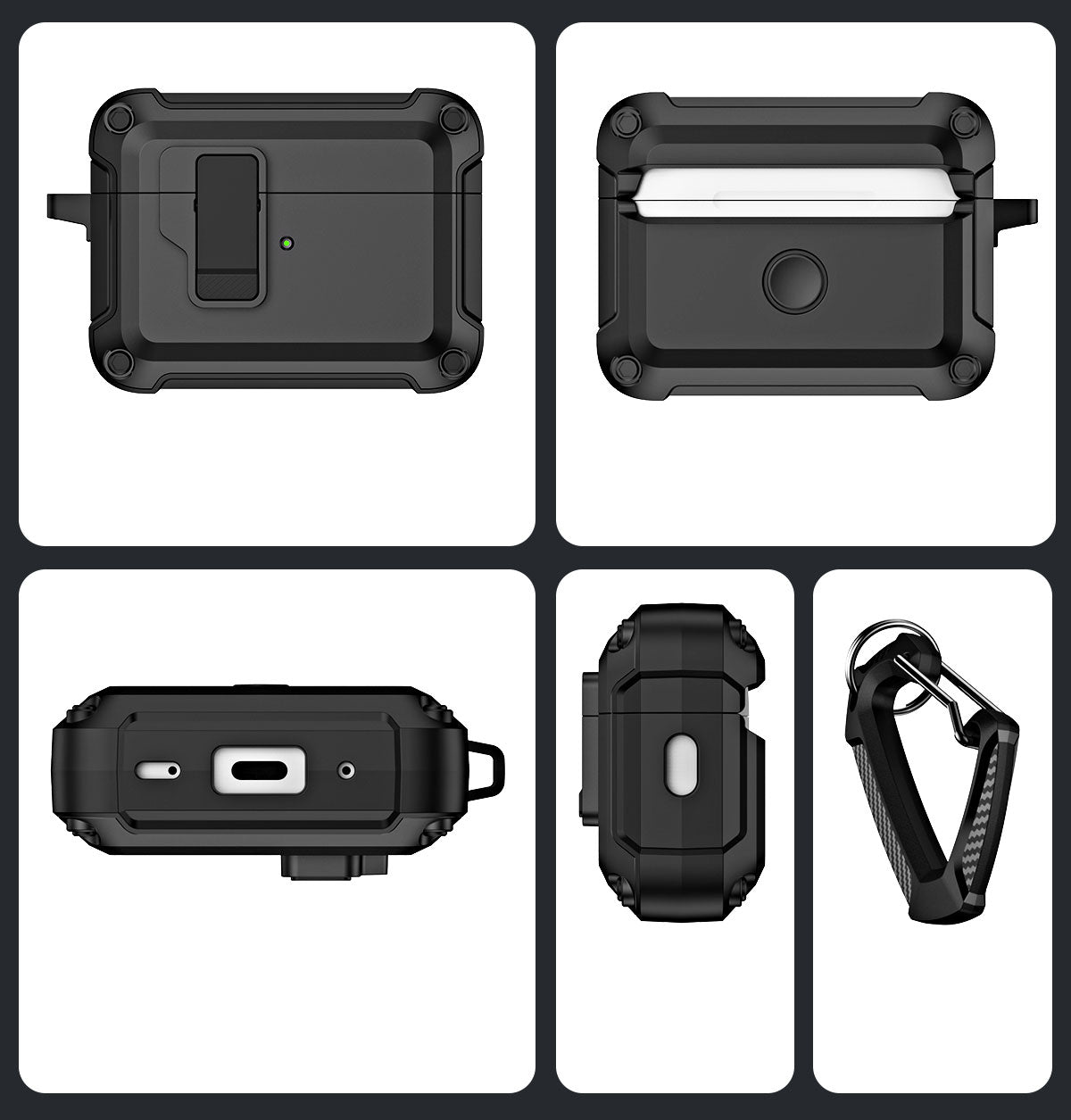 For AirPods Pro (Gen 2) (USB-C) / Pro 2 Shockproof TPU+PC Case Bluetooth Earbuds Charging Case Cover with Buckle